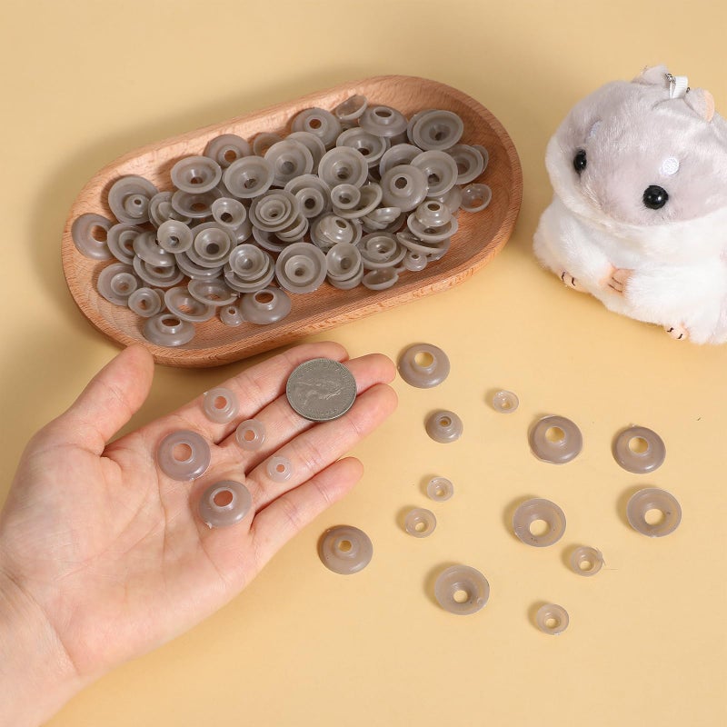 Gtziqa 200 Pcs Safety Eyes Backs, Safety Eyes Washers, 5 Sizes Plastic Craft Washers Tan Color Eye Nose Gaskets Doll Making Accessories for Stuffed Animals, Amigurumi, Plush Toys, Crochet, Puppet - Image 2
